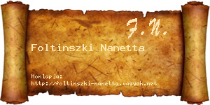 Foltinszki Nanetta névjegykártya
